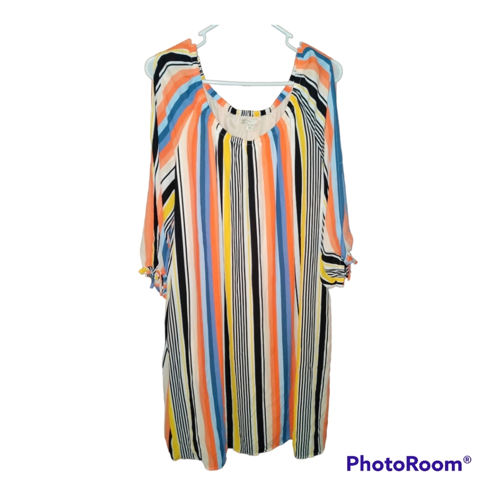 Est. 1946, 18/20W, multicolor 3/4 sleeve, striped retro dress